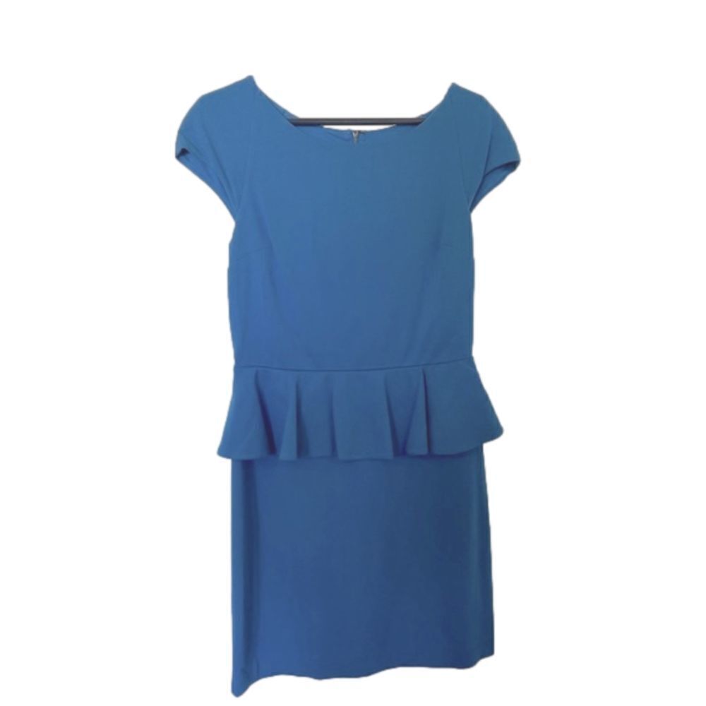 Express Blue Peplum Bodycon Dress Women’s Size 8 Knee Length Workwear